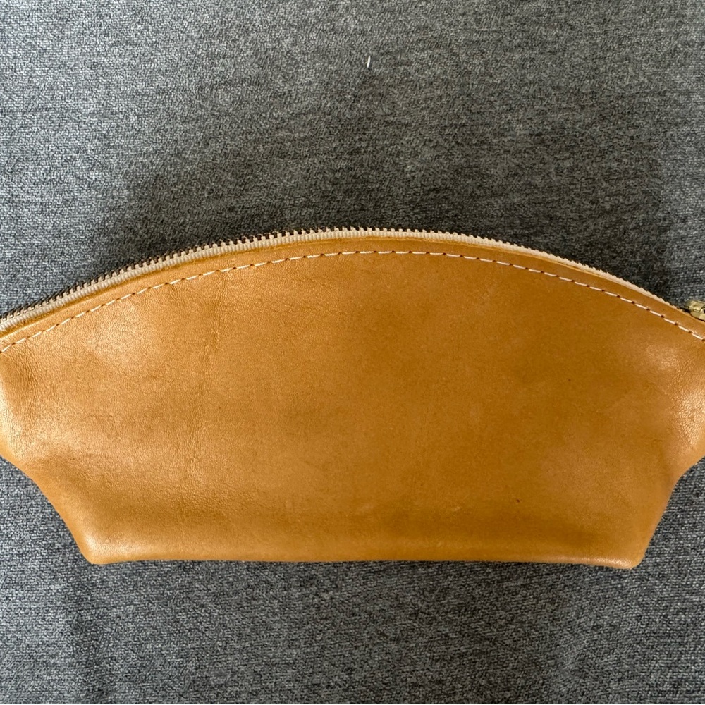 Portland Leather Co gold Leather Zip make up Pouch